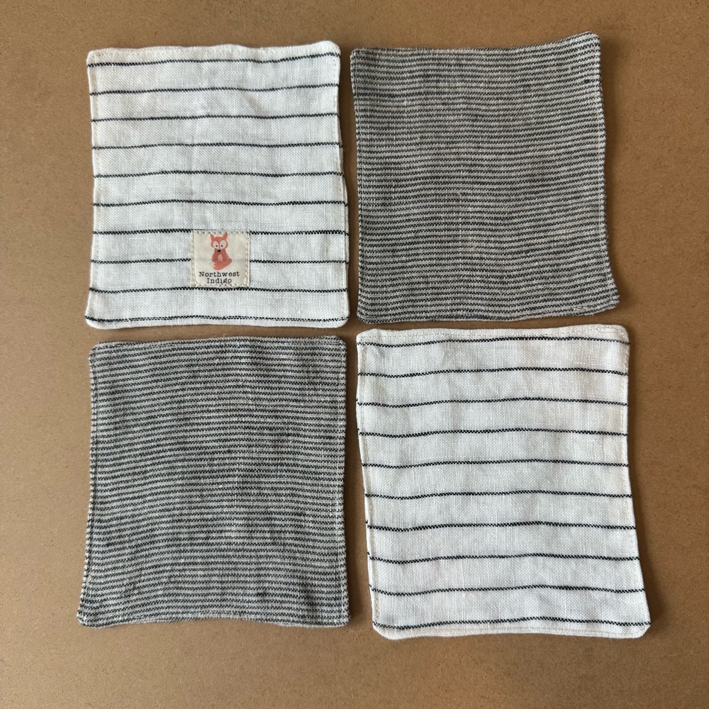 Handmade Linen Black and White Striped and Checkered Coasters